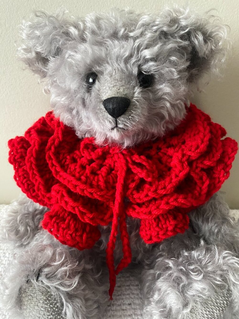 Handmade Crochet Red Dramatic Collar Accessory for Teddy Bears & Plush Toys